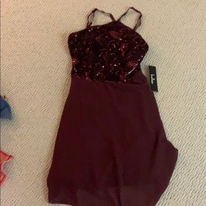halter neck purple dress